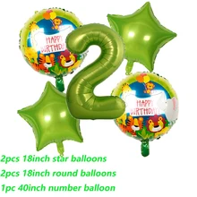 

5/6pcs set Jungle Animal Cartoon Theme Balloons Kids Birthday Party Decoration Baby Shower Aluminum Foil Number Balloons kid toy