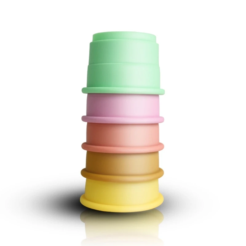 

HX5D Bath Toys for Kids 0-3 Year Old Bathroom Stacked Cups Baby Birthday Gifts