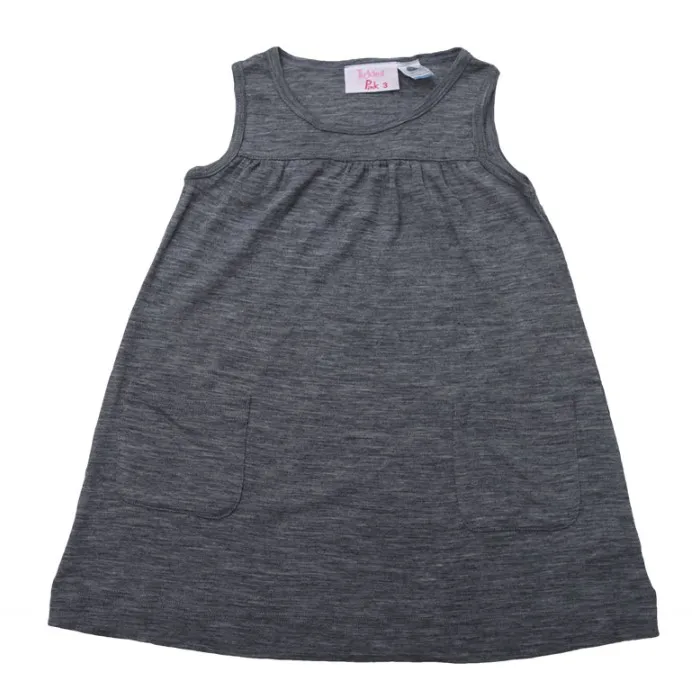 Summer Merino Wool Girl's Dress Merino Wool Clothes Size 3T-7T - Цвет: DK Gray