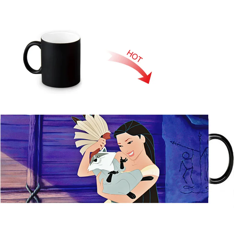 Индивидуальные керамические кофейные кружки Pocahontas молочный чай волшебный цвет Morph Кружка Термочувствительная меняющая цвет чашка для воды 12 унций