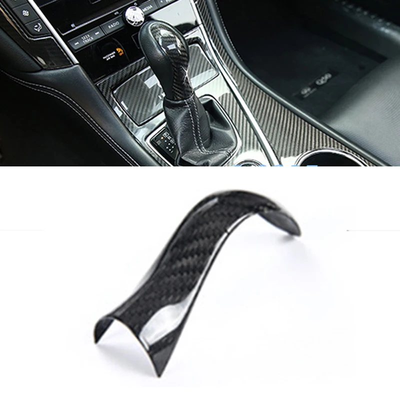 Carbon Fiber Inner Gear Shift Knob Cover Trim For Infiniti Q50 Q50L 2014-2018 Carbon Fiber Inner Gear Shift Knob Cover Trim For Infiniti Q50 Q50L 2014-2018