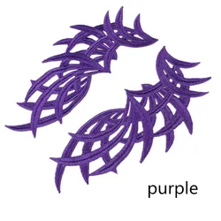 Elegant White Floral Lace Applique Trim - 5 Pairs for Sewing & Wedding Dress Embellishments (Purple)