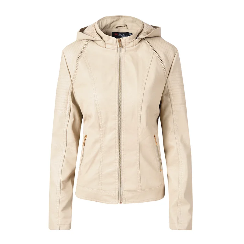 Moto Biker Faux Leather Jacket Female Spring Autumn Pu Leather Jacket Casual Slim Soft Coat New Women Basic Streetwear