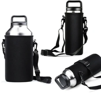 

Sport Water Bottle Cover Bag Pouch Portable Water Pouch Holder Shoulder Strap Black Bottle Carrier Insulat Bag With Rope