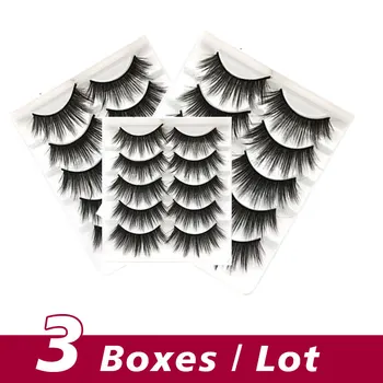 

3 boxes/lot 5 pairs mink fake Eyelashes hight quality Reusable extension Beauty Accessories maquiagens Long Lasting Faux Eyelash