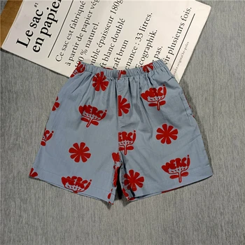 

BOBOZONE Red letter merci shorts for kids boys girls summer shorts