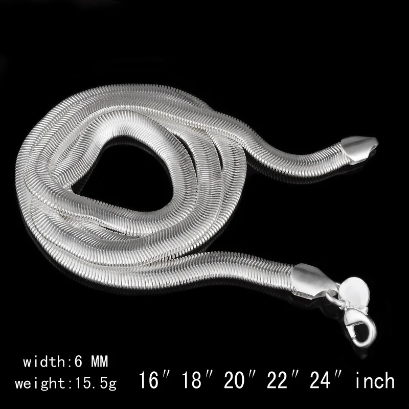 SALE Sterling Solid Silver 6MM Snake Chain Men Women Jewelry Necklace 16-24 Inch 