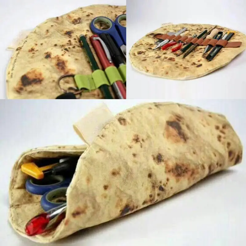 Креативные милые школьные забавные канцелярские аксессуар Burrito рулон большой Ёмкость Карандаш Чехол для хранения; летние туфли из искусственной кожи Обёрточная бумага