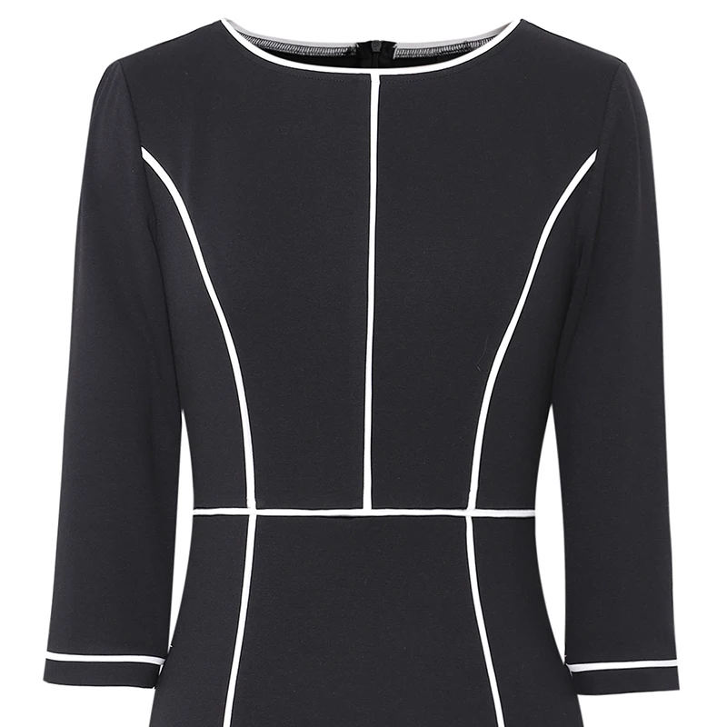 Vfemage Womens Autumn Elegant Colorblock Patchwork Contrast Slim Fit Casual Work Business Office Party Bodycon Pencil Dress 367