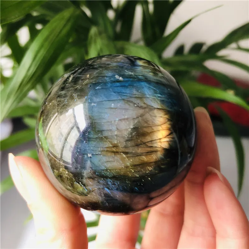 

5-6cm natural Madagascar natural labrador stone quartz crystal ball therapy crystal gem manual polishing, shiny surface