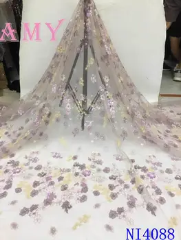 

Luxury French Net African Lace Fabric With Sequin2020 High Quality Embroidery Nigerian for Wedding Women AMYNI4088