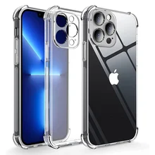

Transparent Shockproof Phone Case On For iPhone 12 11 13 Pro Max Lens Protection Silicone Case For iPhone XS XR Cases Back Cover