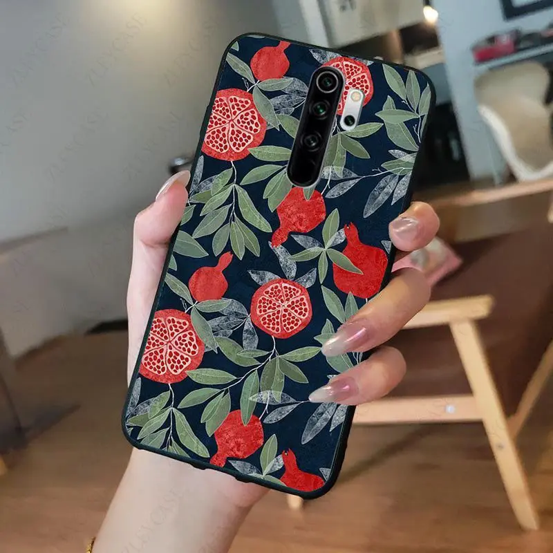 Summer green leaves fruit lemon peach pomegranate grapes Phone Case for redmi note8pro 7 note5 note6pro 7A 8A 8T note9s note9pro xiaomi leather case glass Cases For Xiaomi