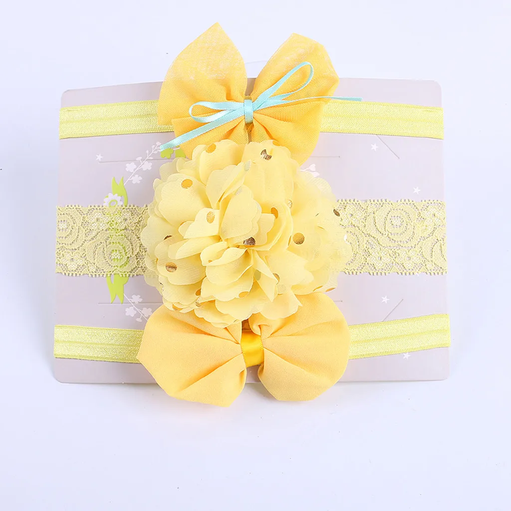 3Pcs Kids Floral Headband Girls Baby Elastic Bowknot Accessories Hairband Set Baby Hairband