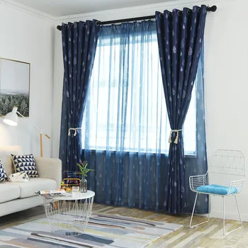 

Nordic Style Raindrop Printed Blackout Window Curtains for Living Room Kitchen Blinds Finished Drapes
