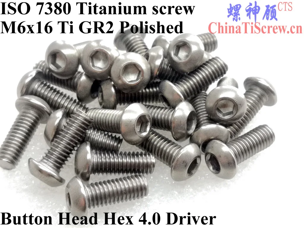 Hex Socket Screw Hexagon Socket Screw Hexagon Socket Head Screw ISO 7380 Titanium screws M6x8 M6x10 M6x12 M6x14 M6x16 M6x20 M6x22 M6x25 M6x30 Button Head Hex 4.0 Driver Ti GR2