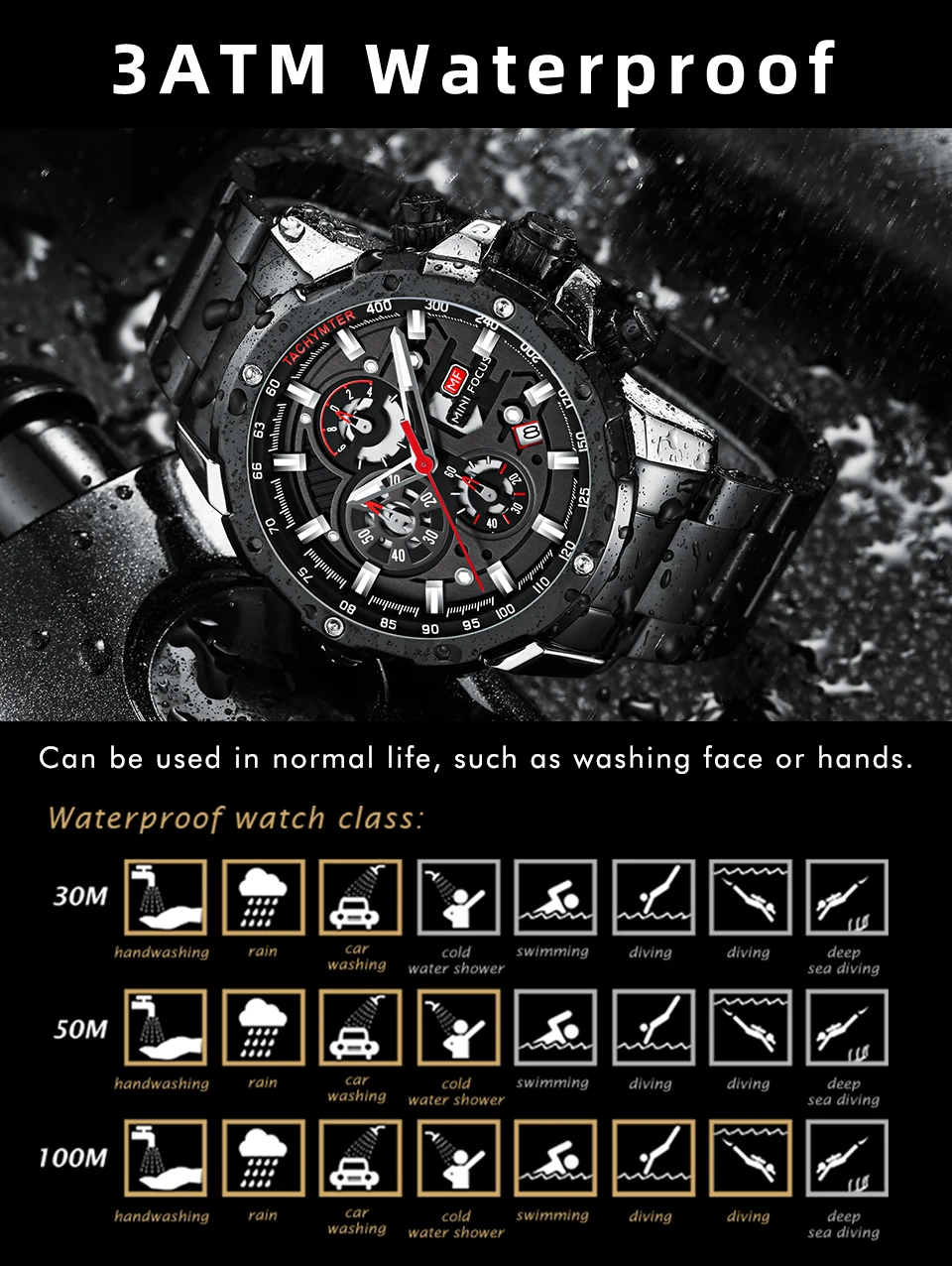 MINI FOCUS Quarzuhr für Herren, wasserdicht_voghion.com