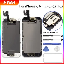 Полный комплект в сборе, ЖК-дисплей для iPhone 6, 6s, 6plus, 6s Plus, полный дисплей, сенсорный экран, сменные инструменты для ремонта+ закаленная пленка