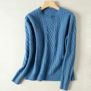 

100 cashmere sweaters for women round neck casual pullover fall winter warm knitwear