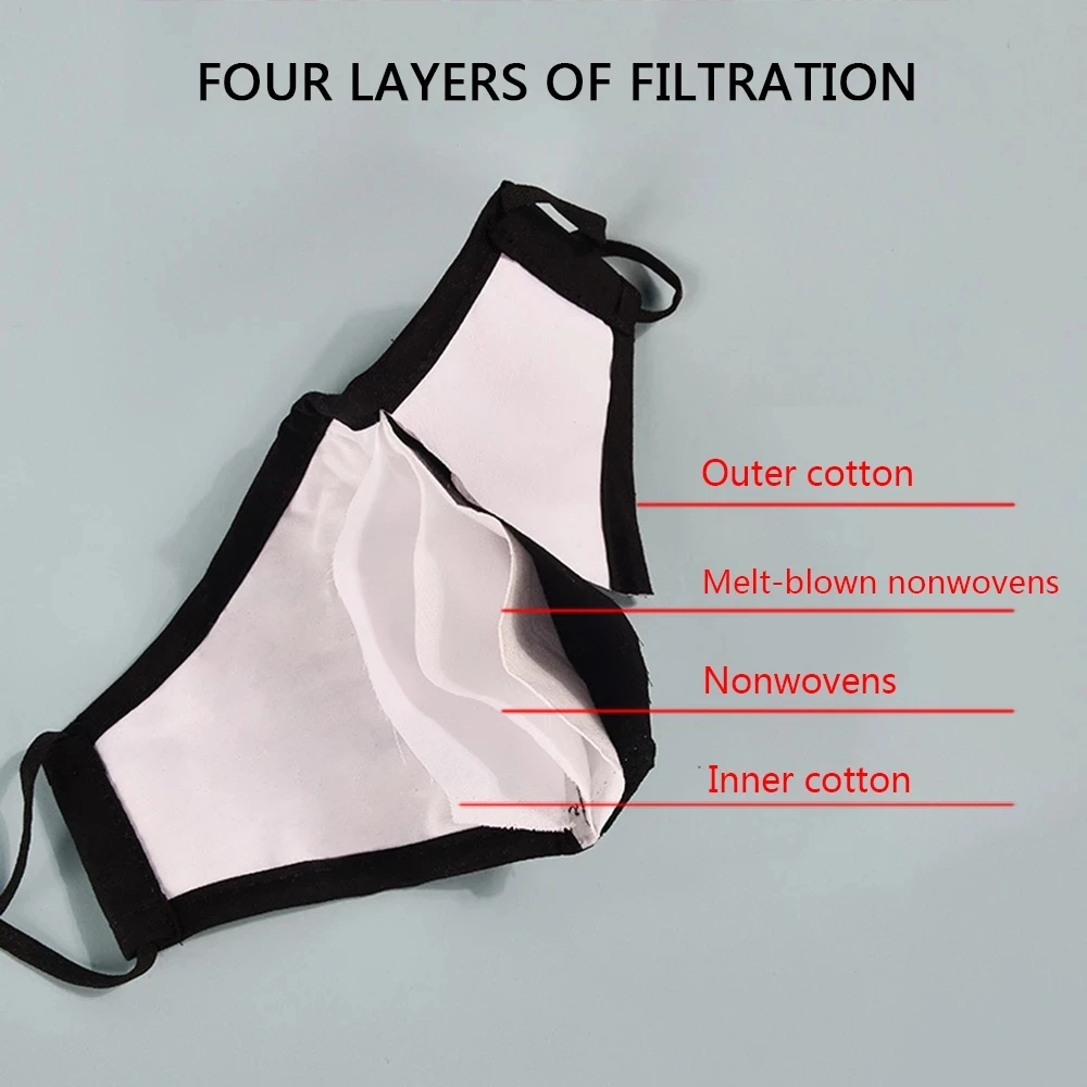 Anti-dust Face Mask Cotton Washable Reusable Non Disposable Mask Winter Anti-PM2.5 Mouth with Filter Cloth Black Mask Man Women 4