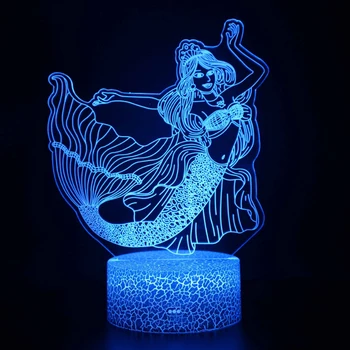 

USB Barbie Mermaid 3D Lamp decoration table lamp 7 colors romantic wife festival girl Night light Valentine's Day Gift lights