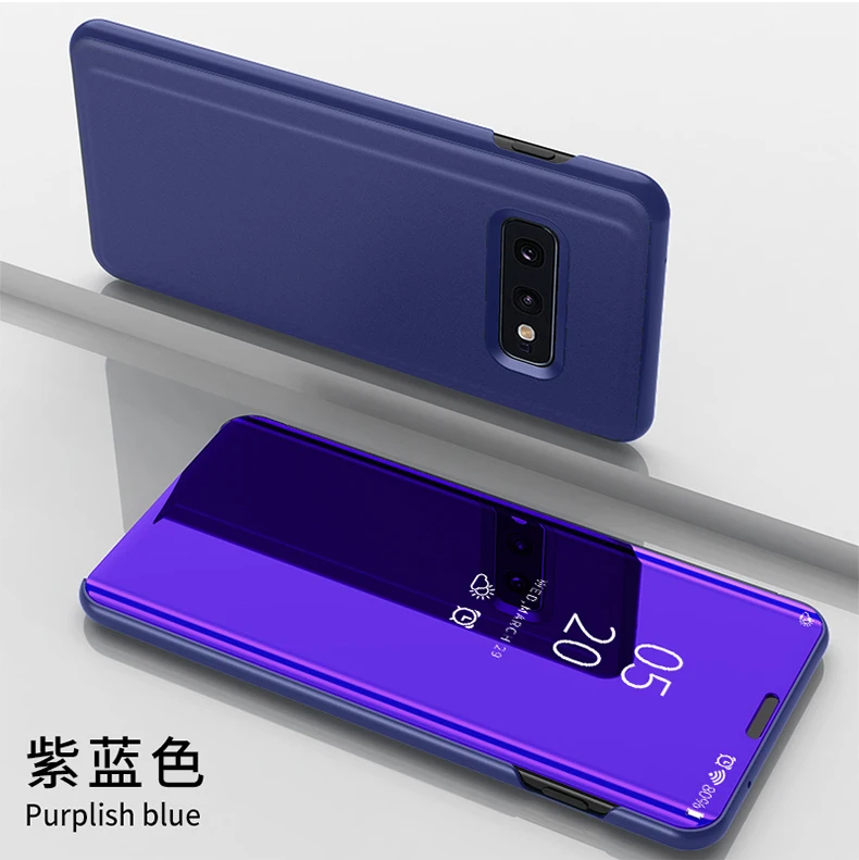 View Mirror Smart Flip Case for OPPO Realme 5 Pro A9 A5 A3 A1K Phone Leather Case for OPPO RenoZ K3 RealmeX Phone cover - Color: Purple Blue