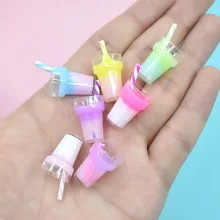 Mini tasse pour maison de poupée, 4 pièces, modèle de scène Miniature, joli Cocktail, fruits, thé, décoration, résine, ornements, accessoires pour maison de poupée