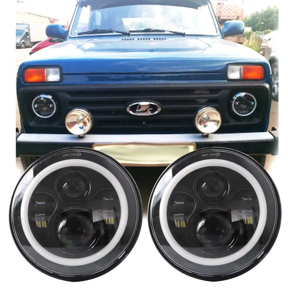 Для UAZ 4x4 Jungle Lada urban Niva 7 ''светодиодные фары H4 дальнего ближнего света для Jeep JK TJ