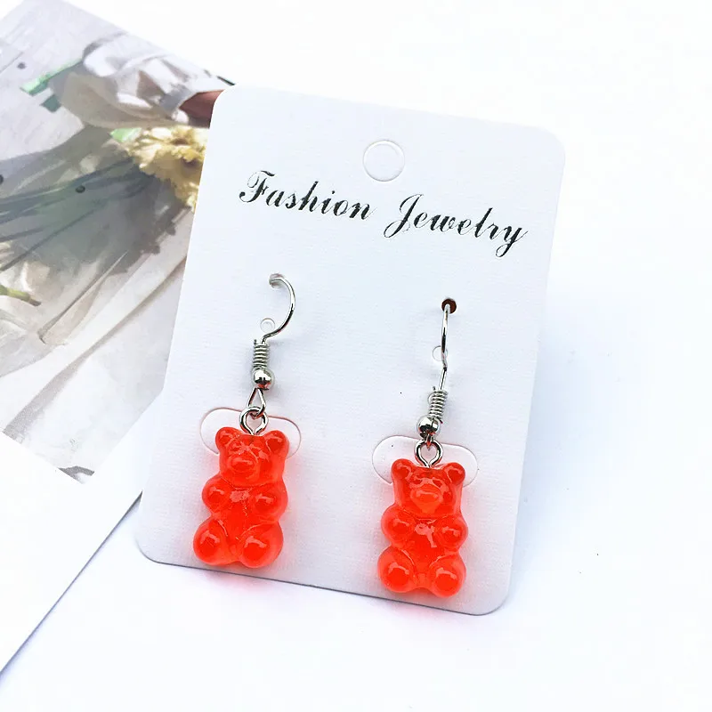 Lovely Gummy Bear Earrings Cartoon Animal Bear Drop Earrings Candy Color Dangle Earring Christmas Earrings For Women Jewelry