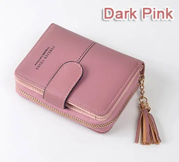 Для женщин кошельки для девочек короткая женская сумка с застежкой-молнией Кошелек для монет с кисточками женские клатч кошельки для карт держатель бумажник кошелек, бумажник, сумки с карманами - Цвет: Dark Pink