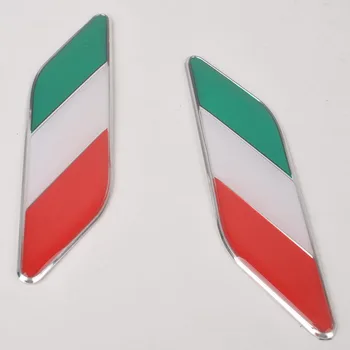 

Hot 1 Pair Alloy Italy Italian Flag Car Side Fender Emblem Badge Sticker Decal Auto Car Exterior Decorative Accessories