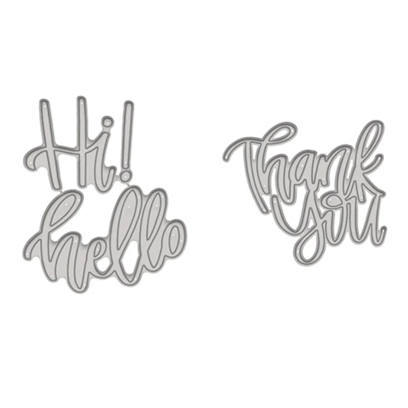 

Word Die Cuts "Hi Hello" " Thank You " Metal Cutting Dies for DIY Scrapbooking Paper Cards Crafts Making New 2021