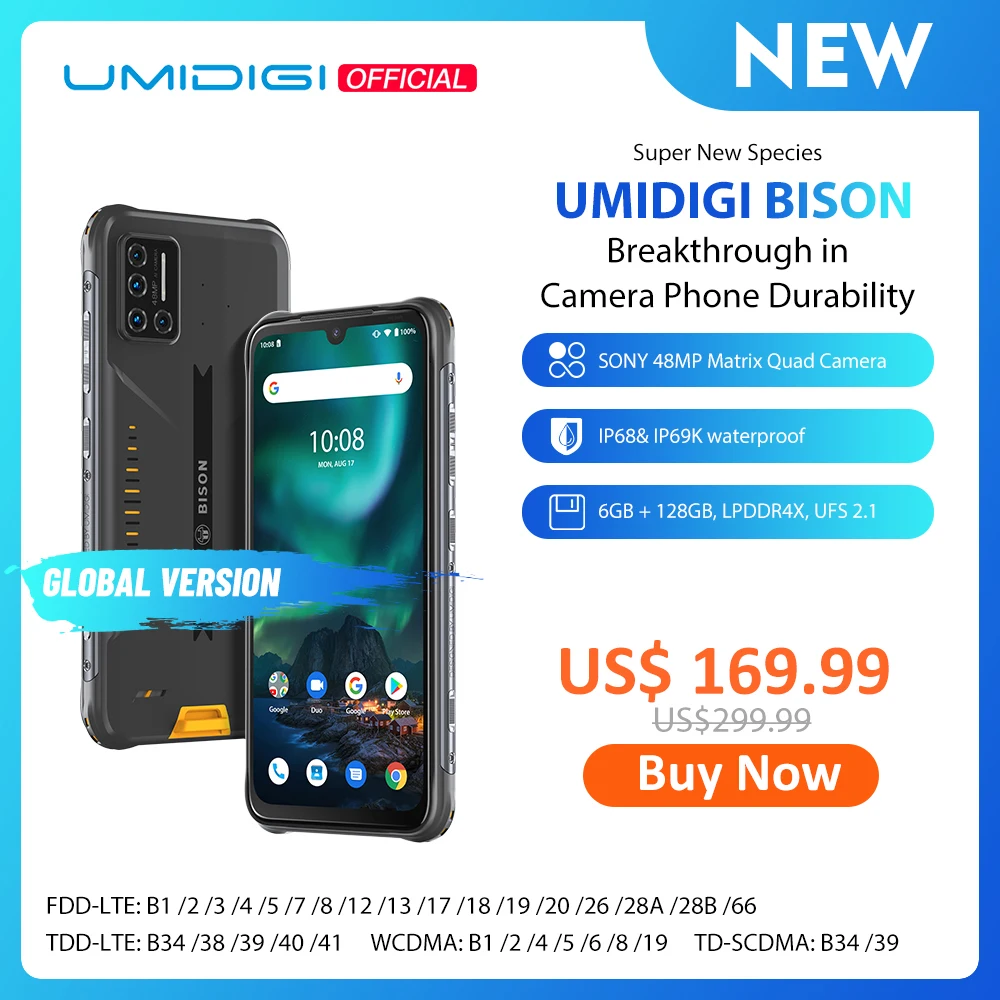 Permalink to UMIDIGI BISON IP68/IP69K Waterproof Rugged Phone 48MP Matrix Quad Camera 6.3″ FHD+ Display 6GB+128GB NFC Android 10 Smartphone