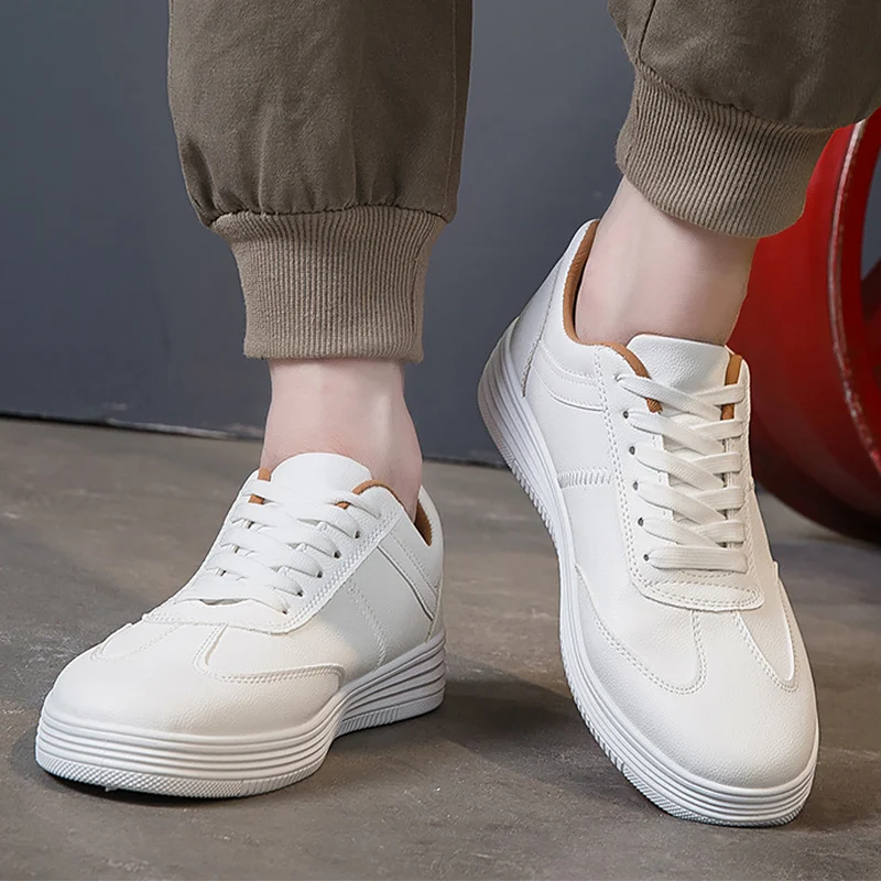 Casual leather sneakers men's spring shoes flat 2020 spring white/black boys sneakers school shoes