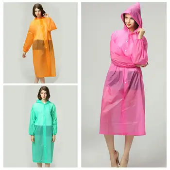 

2020 Fashion Portable Unisex Hooded Button Raincoat Outdoor Transparent Camping Hiking Waterproof Poncho protective suit