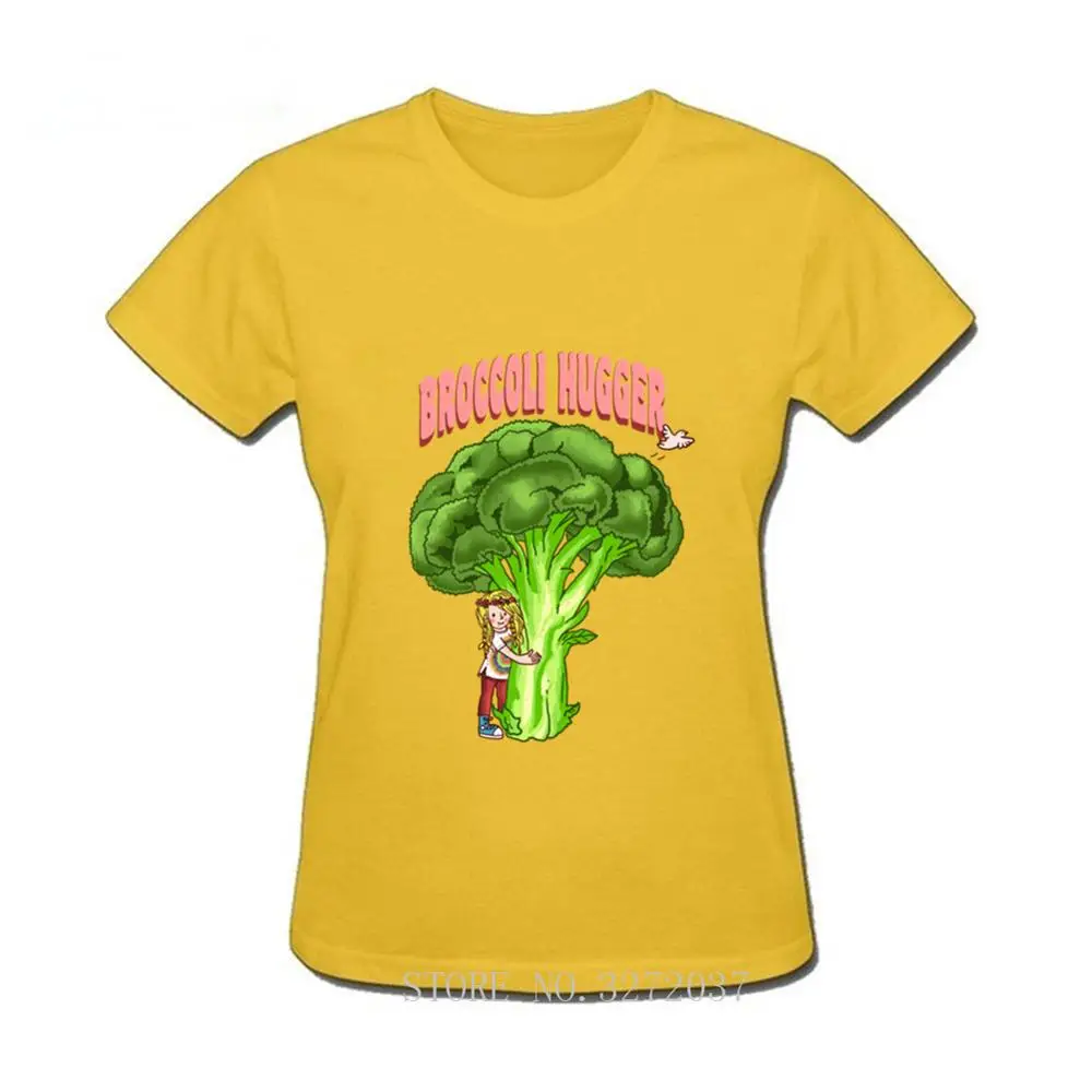 Broccoli Hugger Print ladys T-Shirt Graphic Tees Summer Fashion short sleeve Simple women Tshirt | Женская одежда