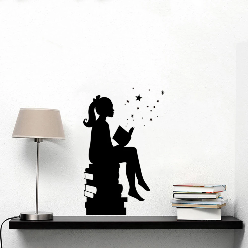 Girl Reading Books Magic Wall Art Decal Libraries Wall Decor Education  Vinyl Sticker For Schools Classrooms Wall Art Decoration - Wall Stickers -  AliExpress