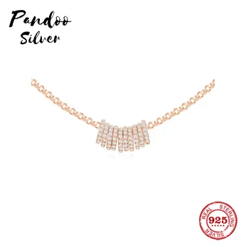 

Fashion Charm Sterling Silver Copy 1:1 Copy,Pink Silver Piercing Necklace With Mini Hoops Women Monaco Jewelry Gift With Logo