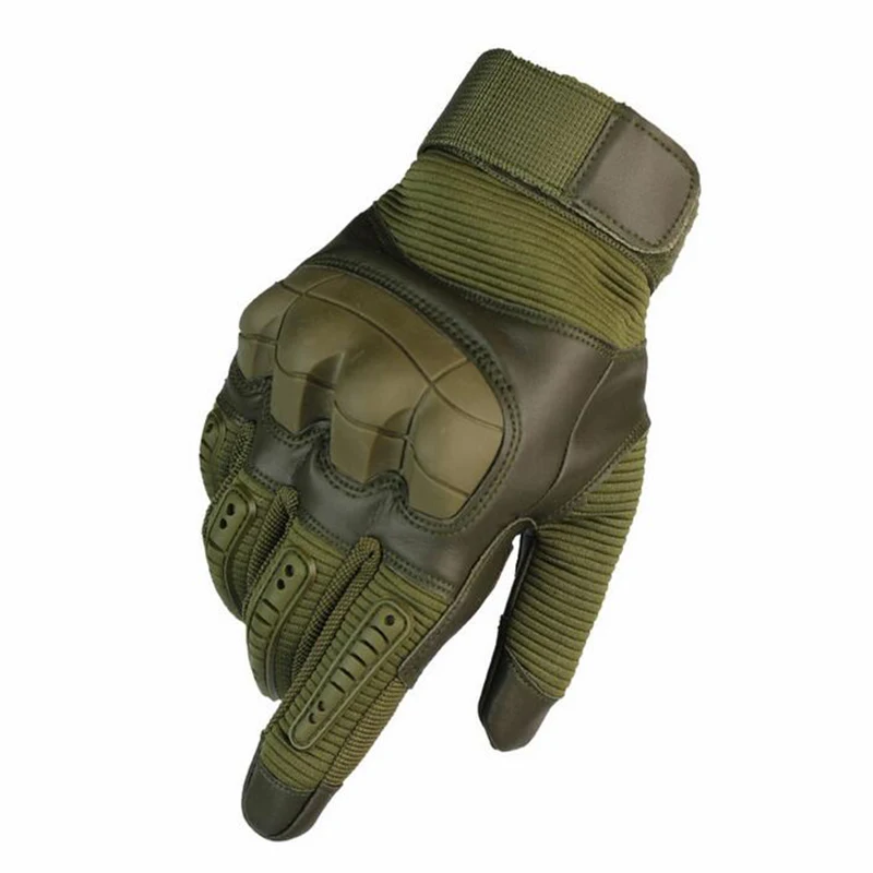 Полный палец Сенсорный экран тактические перчатки резиновые костяшки военные защитные перчатки с защитой суставов спортивные походные противоскользящие перчатки - Цвет: A16 Green