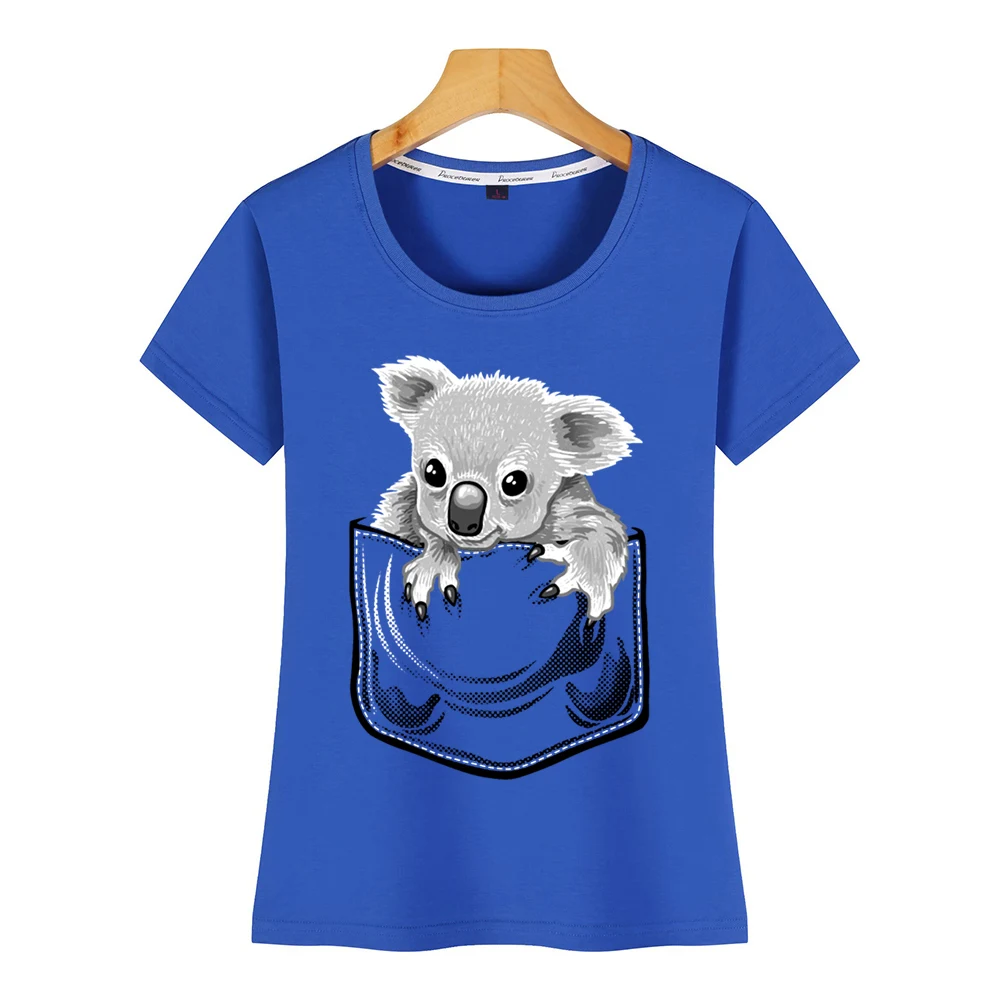 Женская футболка с карманом koala белая короткая круглым вырезом|Футболки| |
