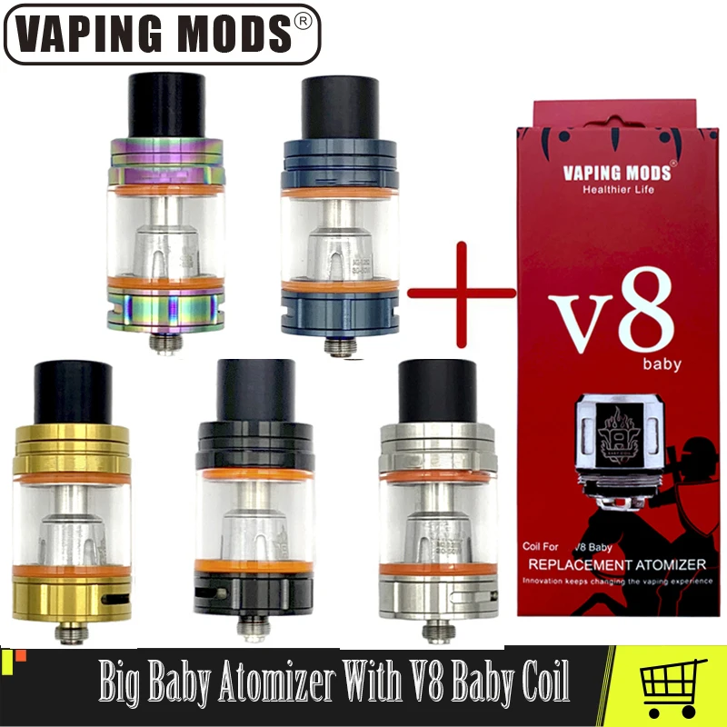 

V8 Big Baby Atomizer Single With V8 Baby M2 0.25 Dual Coil Fit SMOKING X Priv Kit Vaporizer Tank