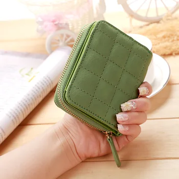 

PU Leather Female Plaid Purses Women Short Wallets Nubuck Card Holder Wallets Fashion Woman Small Zipper Wallets with Coin Purse