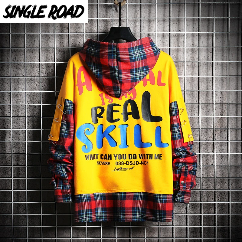 SingleRoad Mens Hoodies Men 2020 Fashion Plaid Oversized Hip Hop Harajuku Japanese Streetwear Yellow Sweatshirt Male Hoodie Men SingleRoad Mens Hoodies Men 2020 Fashion Plaid Oversized Hip Hop Harajuku Japanese Streetwear Yellow Sweatshirt Male Hoodie Men