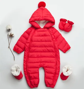 

2019 Russia Winter Overalls For Newborns Baby Rompers White Duck Down Infant Jumpsuit Overalls Warm Kids Outerwear For 0-18M