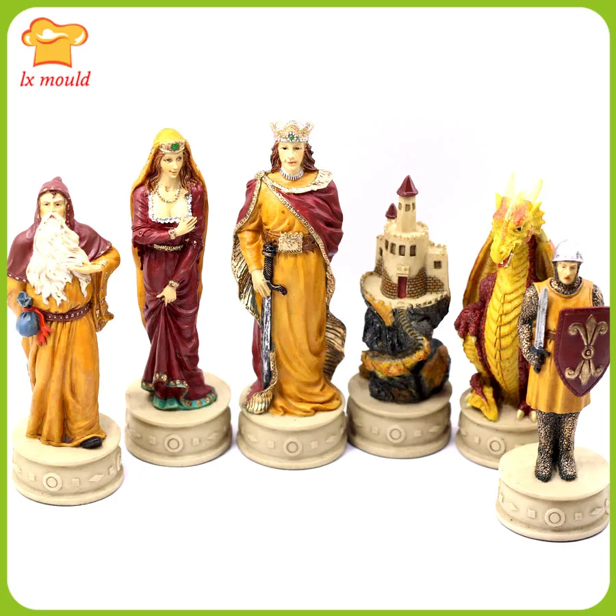 LXYY Новый 3D шахматы Fondant (сахарная) шоколадная форма замок короля пресс-форма