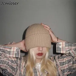New Winter Women's Hats Cashmere Wool Knitted Beanies Fashion Couple Cap New Three Fold Thick 2021 Knitted Girls Skullies Beanie