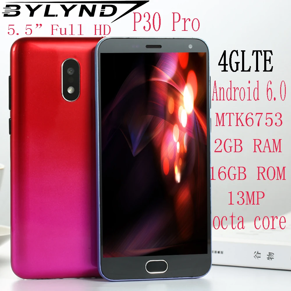 P30 Pro android os 4G LTE смартфоны 2 Гб ОЗУ 16 Гб ПЗУ Восьмиядерный MTK6753 5 Мп+ 13 МП фронтальная/задняя камера разблокированные мобильные телефоны