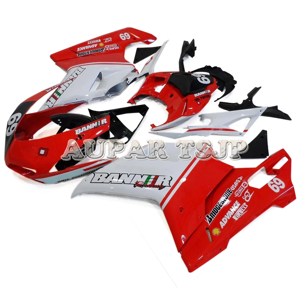 ABS Пластик инъекции Обтекатели для поездок на мотоцикле Ducati 848 1098 1198 2007 2008 2009 2010 2011 2012 кузов мотоциклетная нательная защита Наборы красный, белый