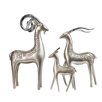 

European Sheep Art Sculpture Retro Deer Animals Figurine Resin Art&Craft Home Decoration Opening Gift R2623