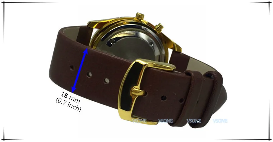 Говорящие на английском языке часы с функцией будильника, говорящая Дата и время, белый циферблат, коричневый кожаный ремешок, золотой